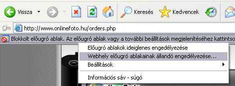 Blokkolt elugr ablak engedlyezse Internet Explorer 6-ban